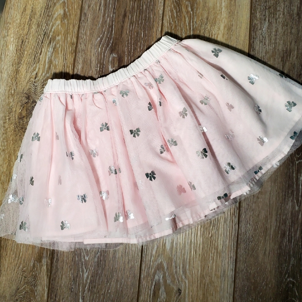 Carter's Pink Tulle Skirt with Silver Bow Accents Size 2T